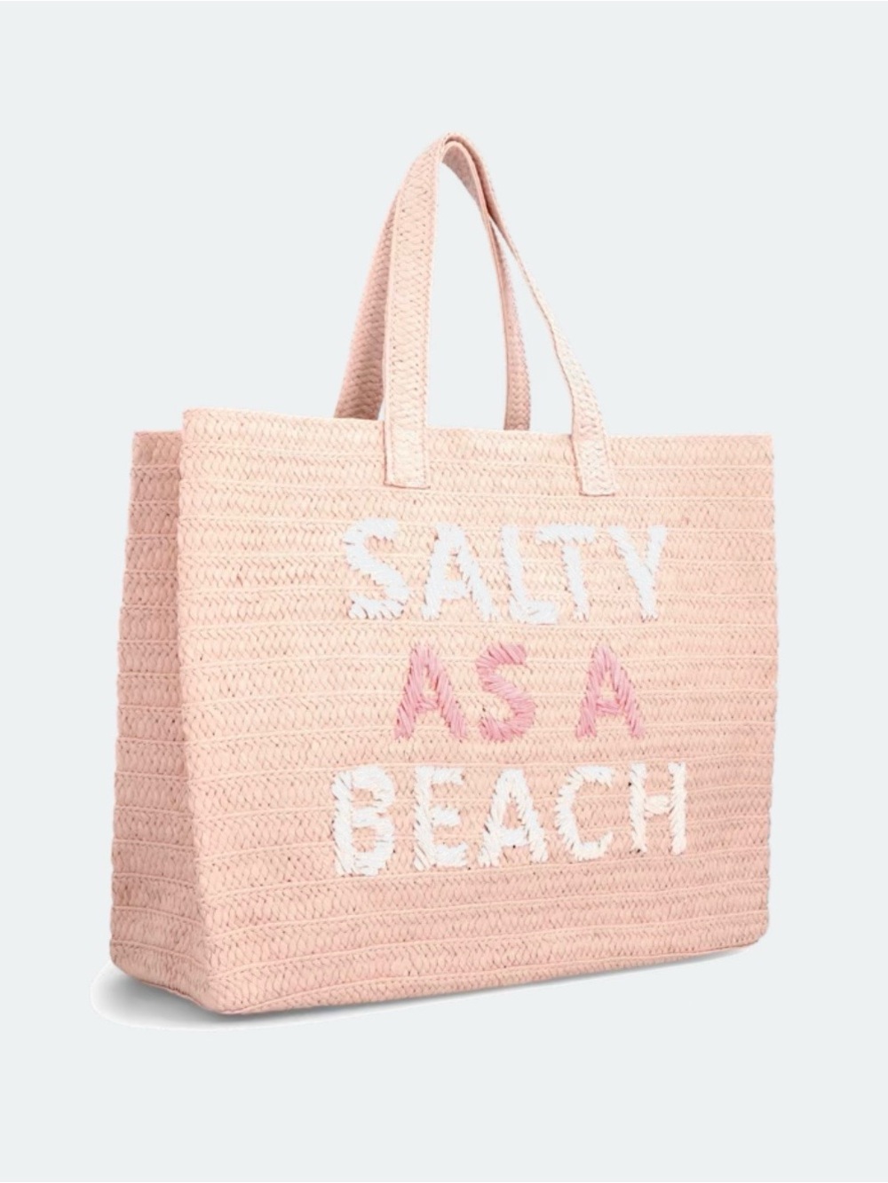 BTB Los Angeles Pink Straw Tote - 'Salty As A Beach'